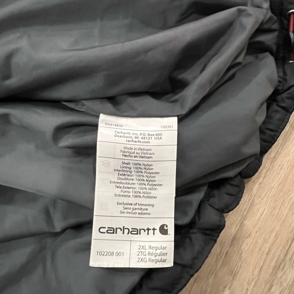 Carhartt Jacket Mens 2XL Black Puffer Gilliam Rain Defender Quilted Workwear - Picture 6 of 8